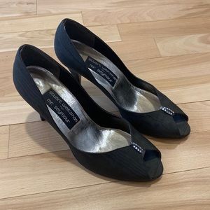 Stuart Weitzman for Mr. Seymour vintage satin and rhinestones high heels GUC